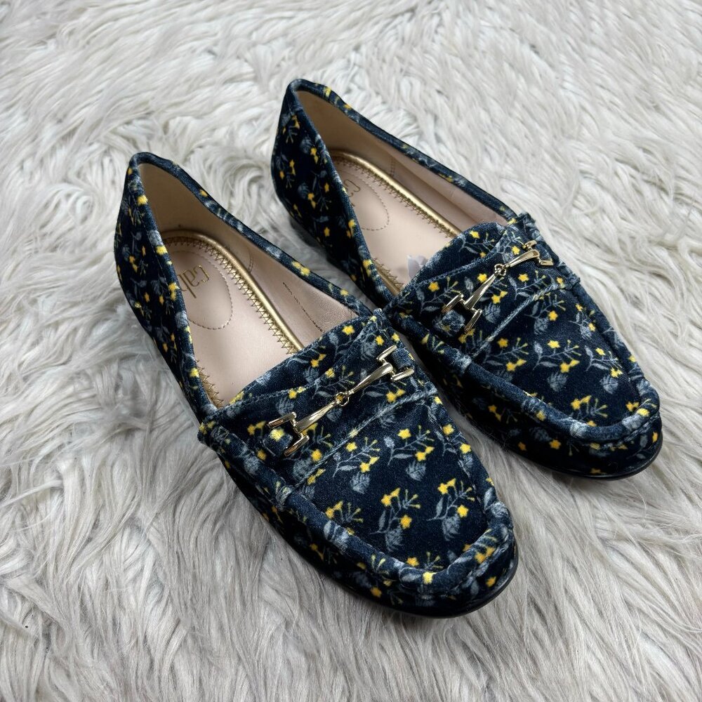 Cabi Floral Velvet Horsebit Loafers